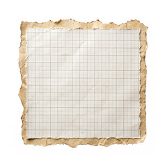 Old sheet of paper isolated on white background
