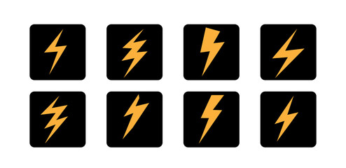 Lightning or thunder bolt icon set vector illustration
