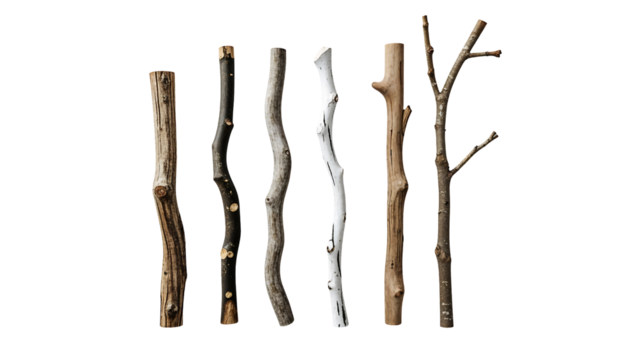 tree branches and wood pieces png set for design and decoration use