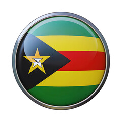 Glossy Sao Tome and Principe Flag Button 3D Render of National Emblem