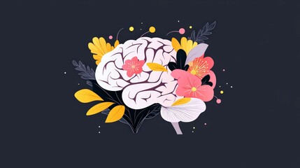 Floral Brain  Creativity  Mind Power  Mental Health  AI Art