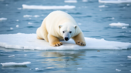 Polar bear on ice floe arctic ocean wildlife photography winter wonderland close-up conservation awareness