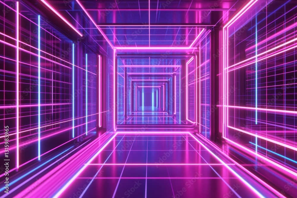 Poster immerse yourself in this futuristic abstract image featuring luminous circuits and shadowy patterns,