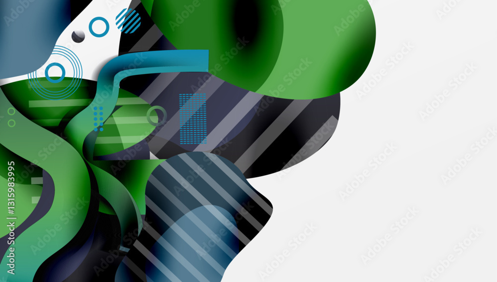 Poster abstract liquid shapes and lines background