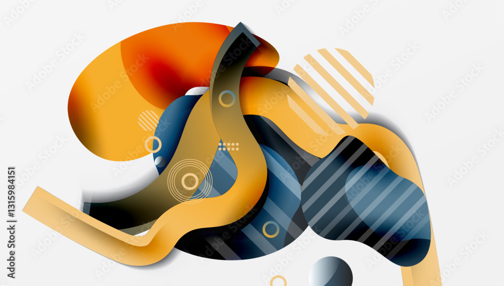 Poster abstract background - lines circles and liquid shapes