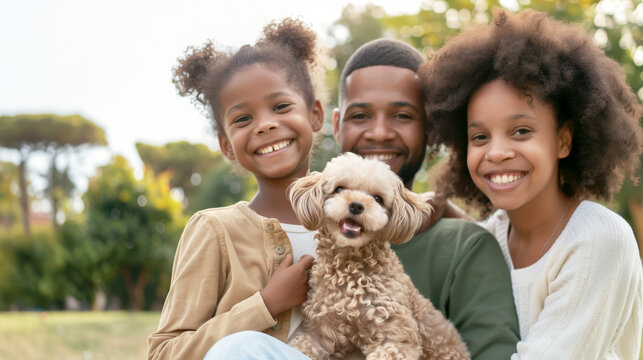 A happy family adopting a pet from an animal shelter, symbolizing the joy and love of welcoming a new furry family member.