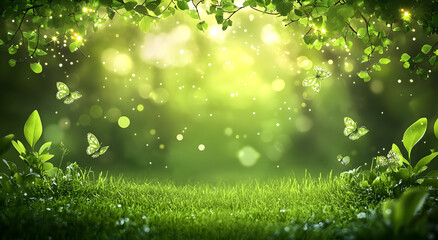 Enchanted Forest with Fireflies and Magical Lights