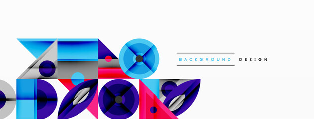 Dynamic geometric composition with sharp angles, circular forms, and gradient colors