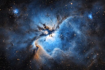 Obraz premium Breathtaking celestial display revealing intricate blue nebula textures in vast cosmos, ideal for astronomy fans and space-themed decor seekers