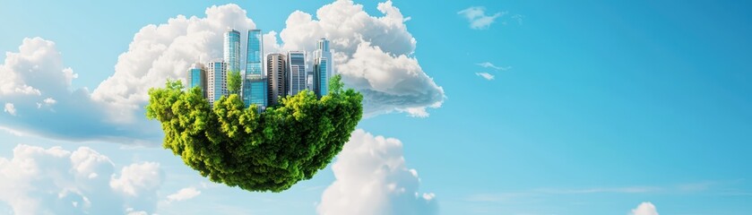 Fototapeta premium Futuristic Floating Cities Surrounded by Clouds in an Innovative Educational Landscape