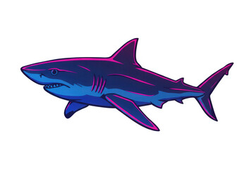 Obraz premium Neon Glowing Shark in Futuristic Cyberpunk Style Isolated on Transparent Background, Cut out