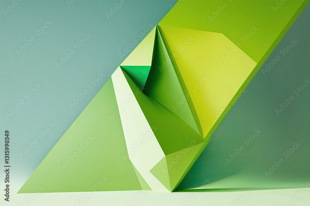 Poster transformative angular design on lime gradient canvas for modern digital presentation