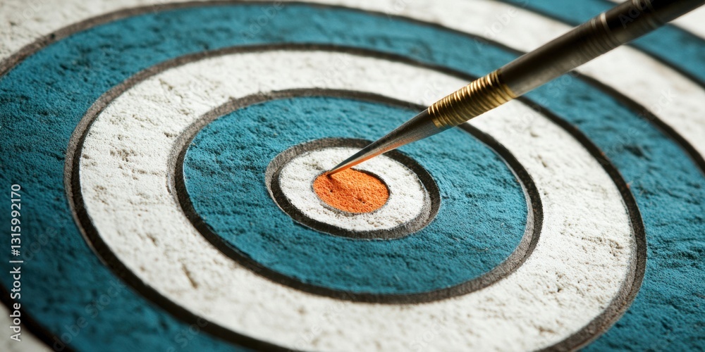 Poster precision performance breakthrough minimalist dart bullseye capturing strategic goal achievement in 