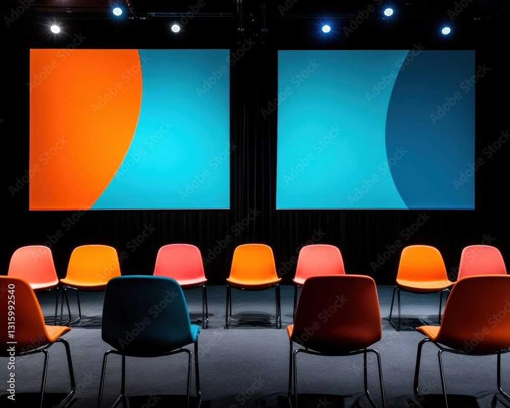 Aufkleber hybrid learning revolution vibrant interactive workshop space with dynamic screens and ergonomic sea
