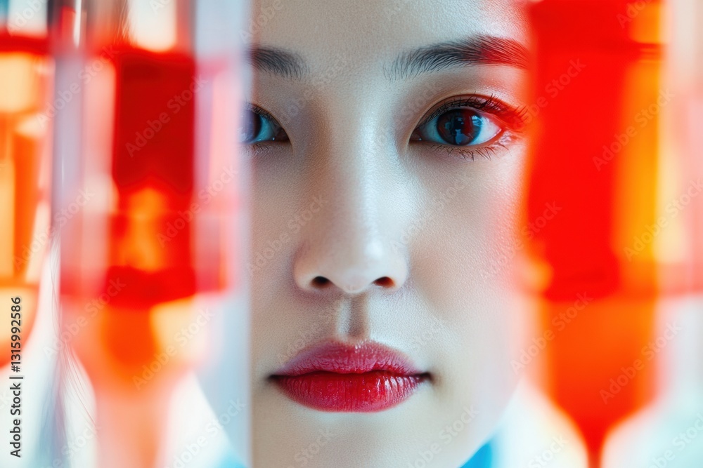 Aufkleber chromatic precision next-gen female professional in immersive tech visualization - innovative visual