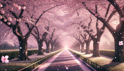 整備された桜並木満開