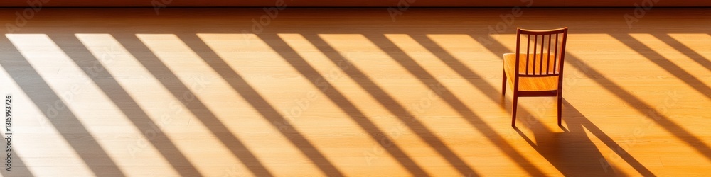 Poster minimalist solitude golden hour shadow play - architectural design narrative exploring spatial empti