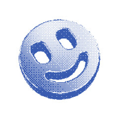 3D shape of Smile in Dither halftone dot texture. Vector isolated element on transparent background with Pixelated bitmap texture. Vector playful design for banner, poster, leaflet in y2k aesthetic