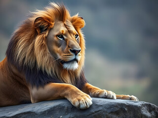 Obraz premium Majestic Lion Portrait King of the Jungle, African Wildlife, Close-Up, Regal Animal, Wildlife Photography.