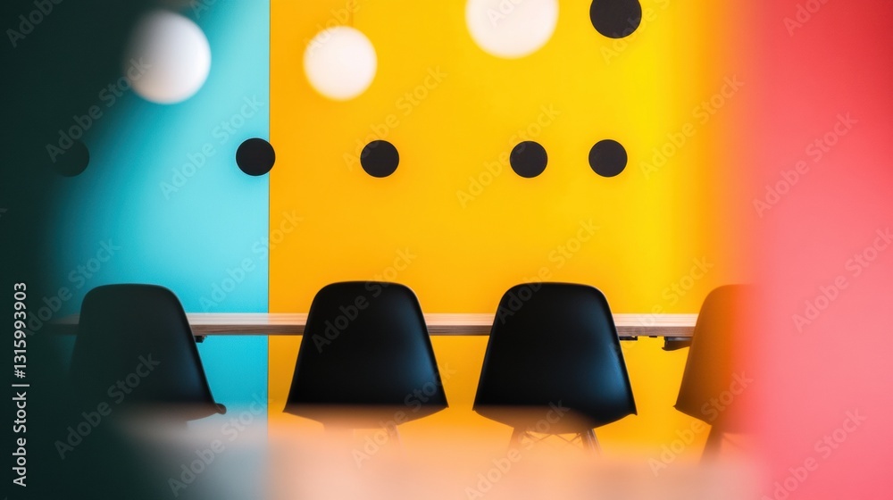 Aufkleber chromatic workspace design minimalist collaboration pods with bold color psychology for neurodiverse
