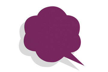 Dark purple paper speech bubbles separated on transparent background