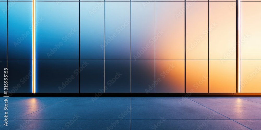 Aufkleber minimalist tech architecture gradient glass wall with ambient lighting - futuristic design for corpo