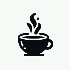 very simple flat and minimalist Teacup silhouette in black on a white background