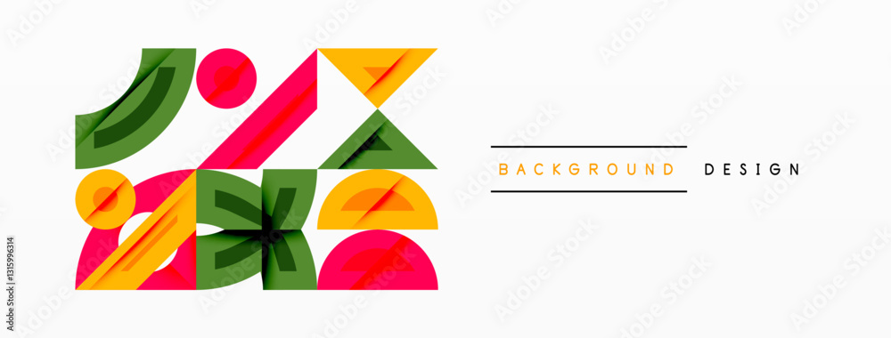 Aufkleber Abstract geometric background with shapes, featuring circular and rounded elements. Bold contrast, smooth gradients, dynamic composition, futuristic style