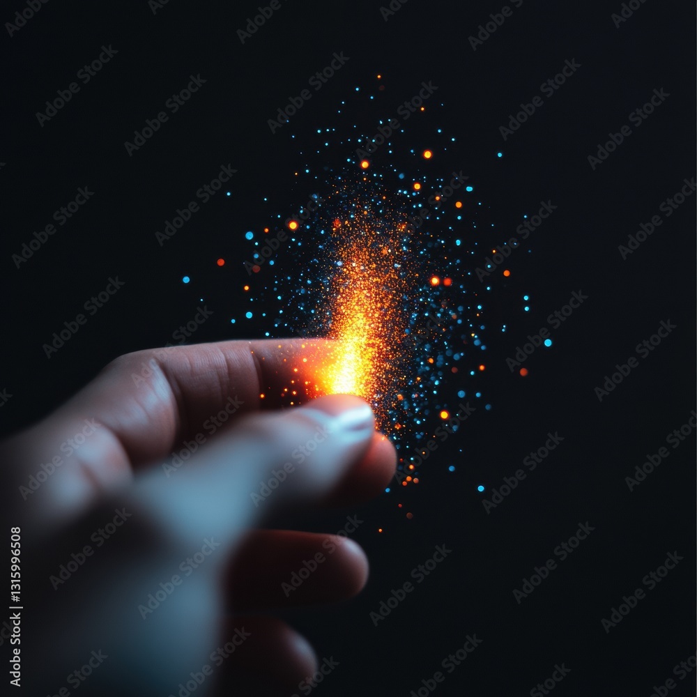 Fototapete igniting digital transformation quantum spark innovation - futuristic human-machine interface visual