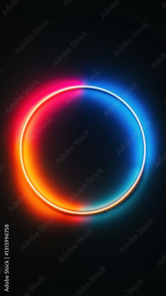 Poster quantum horizon luminescent circular portal visualizing digital transformation, ai innovation, and n