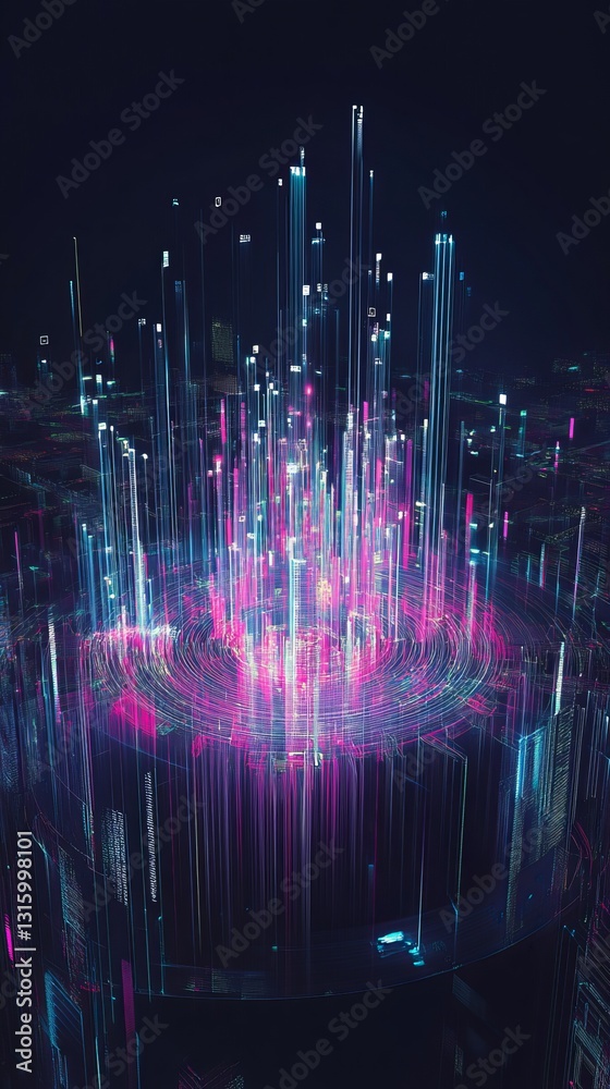 Poster abstract data visualization concept with iot and analytics features