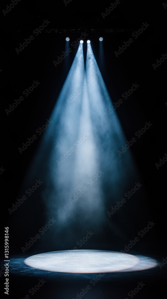 Poster Immersive Stage Design Minimalist Theatrical Spotlight Projection Visualizing Digital Performance Anticipation in Experiential Entertainment Spaces