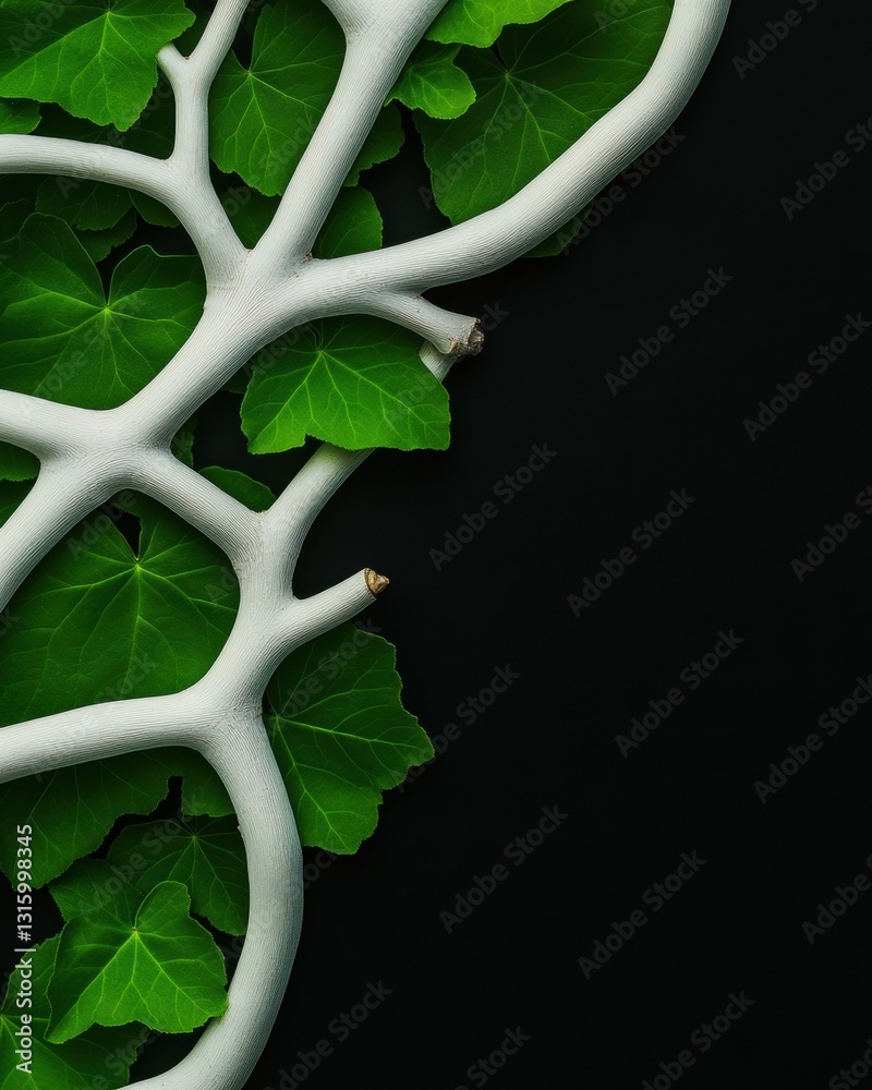 Aufkleber biomimetic design innovation organic white neural network meets emerald green leaves - sustainable i