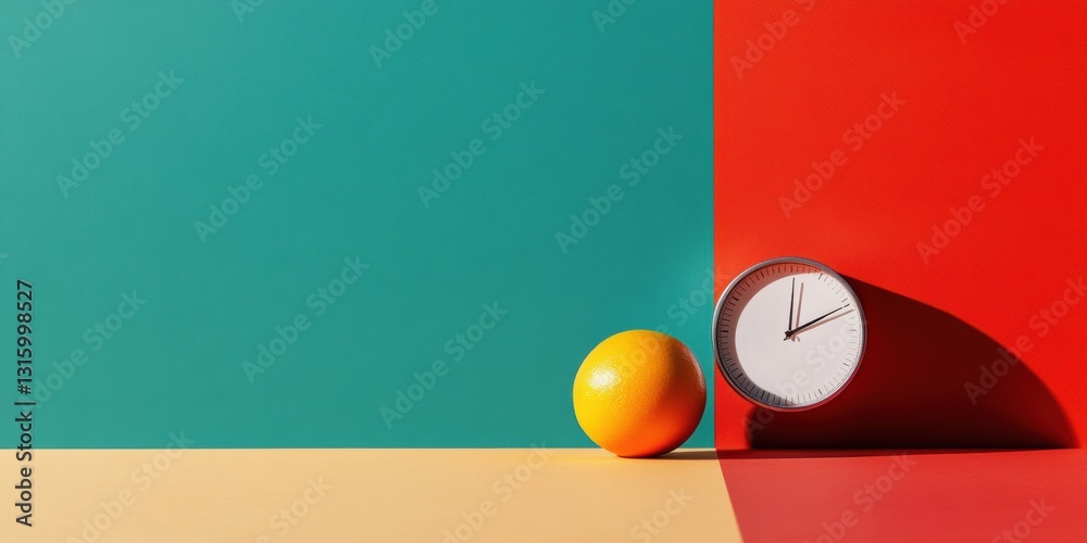 Poster Minimalist Time Management Concept Vibrant Pop Art-Inspired Productivity Visualization for Gen Z Digital Workspace Optimization and Creative Performance Strategies