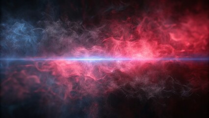 Obraz premium Abstract Red and Blue Energy Beam Swirling Through Smoke. A futuristic and dynamic abstract scene.