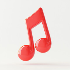 Cute Red Music Note Icon on White Background