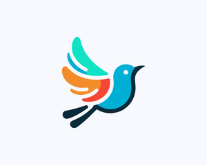 Flying bird logo design icon symbol vector illustration.