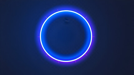 Neon blue circle sign. Glowing circle icon on transparent background. Neon lighting round shape element. Neon sparkle circle border frame PNG. Graphic design elements