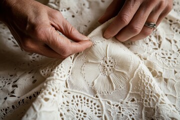 Artisanal Craftsmanship Sustainable Slow Fashion Detailing with Intricate Richelieu Lace Handwork - Preserving Traditional Textile Artistry in Modern Design