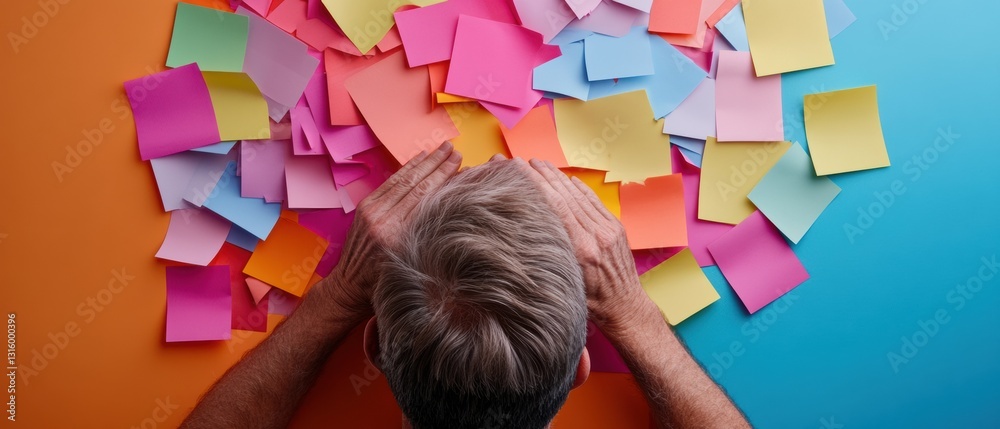 Fototapete Collaborative Creativity Unleashed Neurodivergent Brainstorming and Design Thinking with Vibrant Sticky Note Innovation - Agile Workspace Transformation