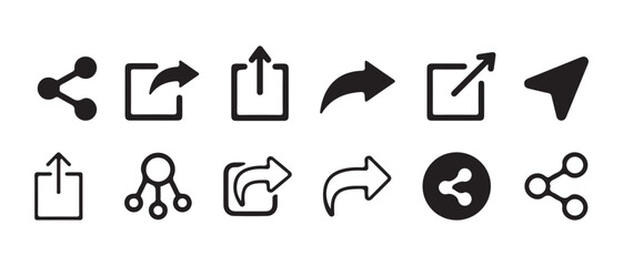 Share icon set. high quality flat and minimalist social media share Icons. professional sharing buttons.  vector illustration eps 10.