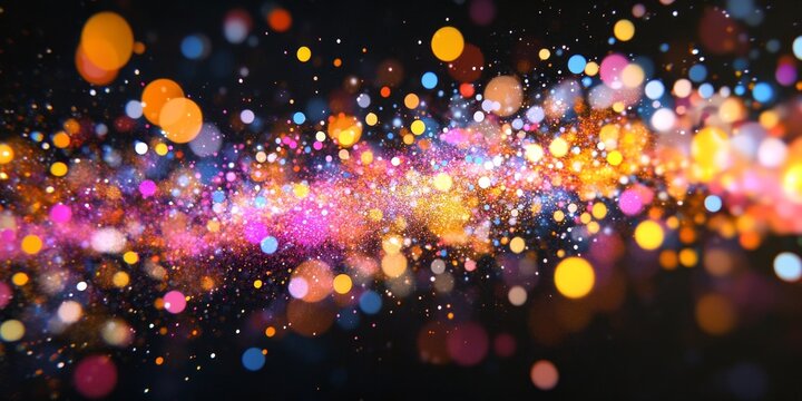 A colorful galaxy of stars and planets with a bright orange star in the middle. The stars are scattered throughout the galaxy, with some closer together and others further apart