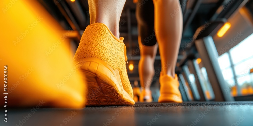 Poster hyperreal fitness focus dynamic treadmill performance in immersive urban wellness environment - high