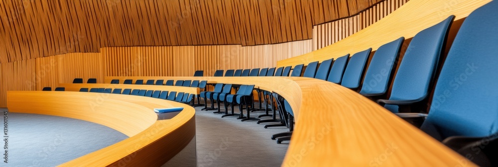 Aufkleber Hybrid Learning Nexus Innovative Lecture Hall Design Showcasing Gen Z Collaborative Spaces with Sustainable Architectural Ergonomics and Digital Learning Potential