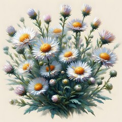 Fototapeta premium 개망초, 임파스토 기법 일러스트, jpeg (White-top, Impasto Techniques Illustration, jpeg)