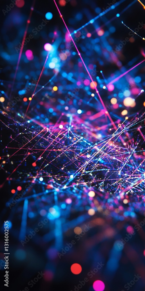 Poster vibrant abstract digital network with luminous lines and dynamic patterns
