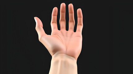 Fototapeta premium Female palm and wrist, anterior view. Close up, detailed anatomy, full color 3D illustration on black background