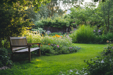 Obraz premium Garden path with gravel and tiny bush, Relaxation place with floral and flower, Japanese style garden decoration with peaceful and shady vibe.