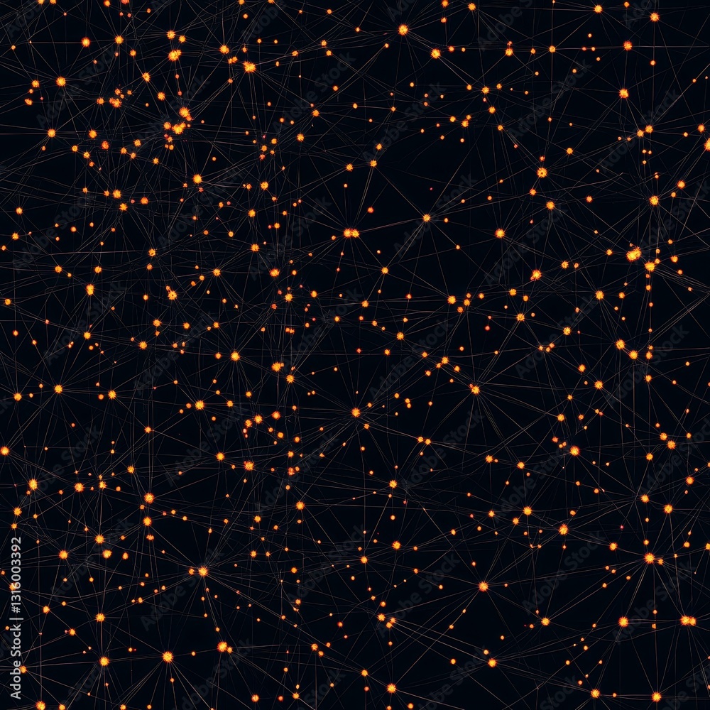Poster this abstract digital background features a network of bright dots and lines against a dark backdrop