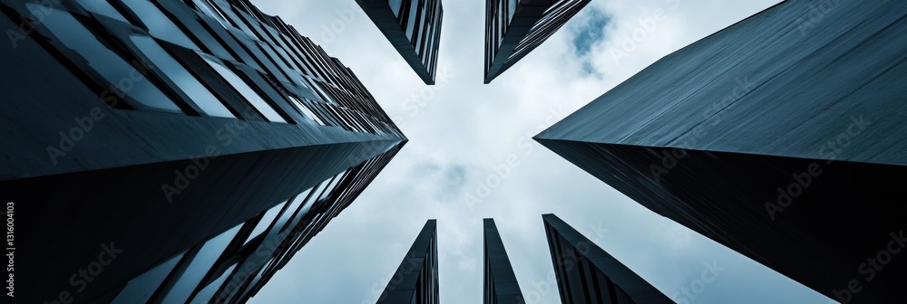 Aufkleber Urban Vertical Momentum AI-Driven Infrastructure Analytics Visualizing Architectural Convergence, Sustainable Urban Development, and Future-Focused Design Paradigms